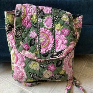 Vera Bradley Olivia Pink and  Olive Green Floral Backpack